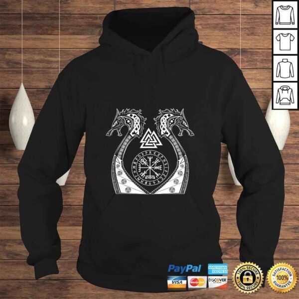 Funny Norse Mythology Odin Wolfs Viking Valknut Vegwisir TShirt - Image 4