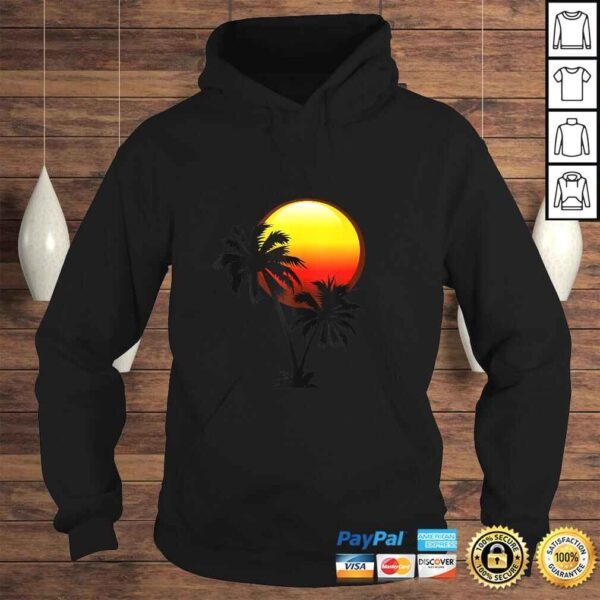 Funny Sunset and Palm Trees Tropical Tee Shirt - Image 4