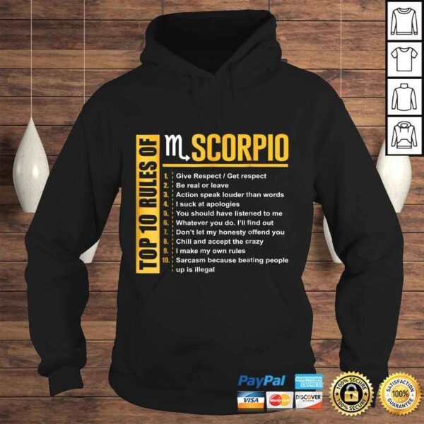 Funny Top 10 Rules of Scorpio Birthday Shirt - Image 4