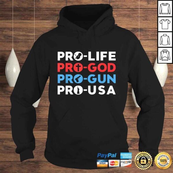 Funny Trump 2020 Shirt Pro Life Pro God Pro Gun Pro USA V-Neck T-Shirt - Image 4