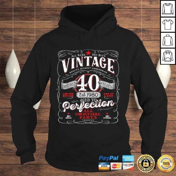 Funny Vintage 40th Birthday Shirt For Him 1980 Aged To Perfection Gift Top - Image 4