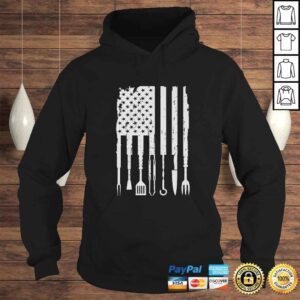 Hoodie Funny Vintage BBQ Smoker Grilling Barbecue Pitmaster American Flag TShirt