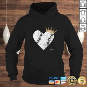 Hoodie Funny Vintage Royal Baseball Heart with Crown Shirt