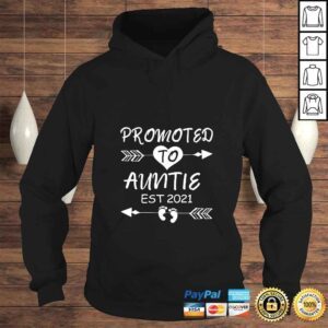 Hoodie Funny Womens Promoted To Aunt EST 2021 Auntie To Be Pregnancy Reveal TShirt