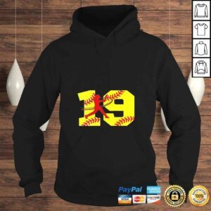 Hoodie Funny Womens Softball Number 19 Shirt Top Clothes Clothing Nineteen Gift Top