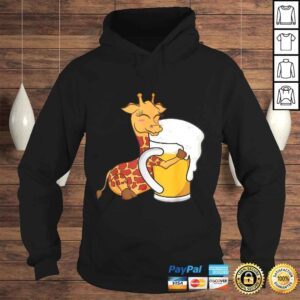 Hoodie Giraffe Shirt Cute Giraffe Hugging Beer Graphic Design Shirt