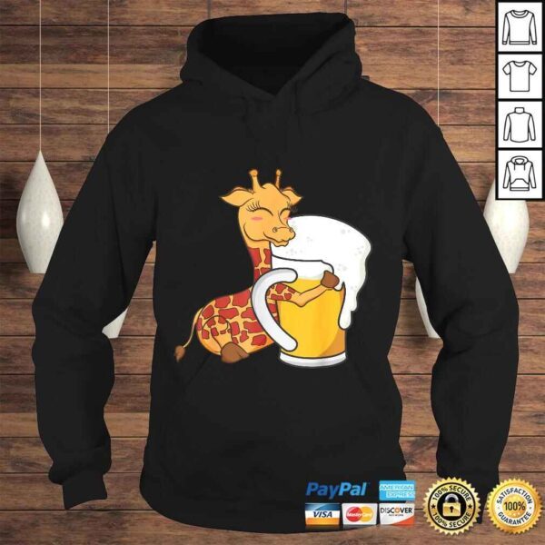 Giraffe Shirt - Cute Giraffe Hugging Beer Graphic Design Shirt - Image 4