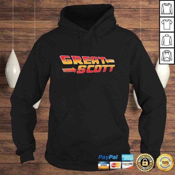 Great Scott Funny Time Traveler Mad Scientist Parody Gift Top - Image 4