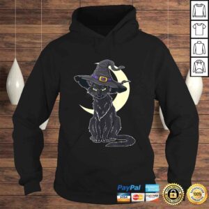 Hoodie Halloween Scary Black Cat With Witch HaShirt