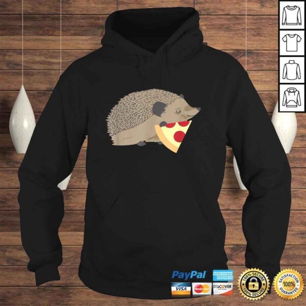 Hedgehog Holding Pizza Funny Cute Animal Foodie TShirt - Image 4