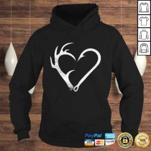 Hoodie Hunting Fishing Distressed Heart Hook Antler design women Shirt