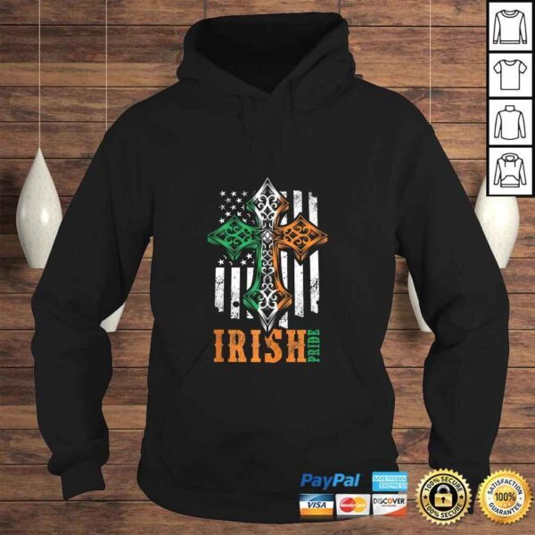 Irish American Flag Celtic cross V-Neck T-Shirt - Image 4