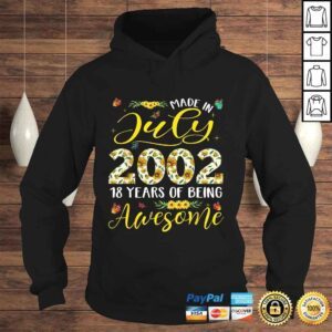 Hoodie July 2002 18 Years Old 18th Birthday Gift Cute Sunflowers VNeck TShirt