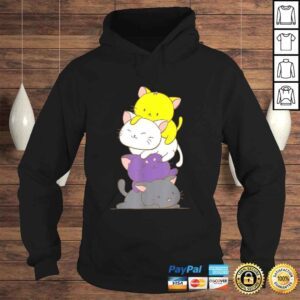 Hoodie Kawaii Cat Pile Shirt LGBTQ Non Binary Pride Flag Kittens