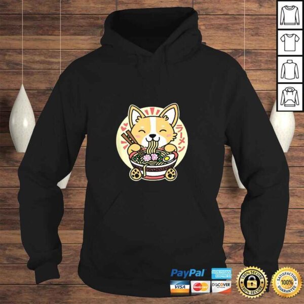 Kawaii Ramen Cute Anime Dog Corgi Japanese Noodles Drk TShirt - Image 4