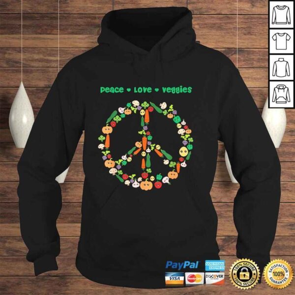 Kawaii Vegetables Peace Sign Funny Gift for Vegetarian Vegan Tee Shirt - Image 4