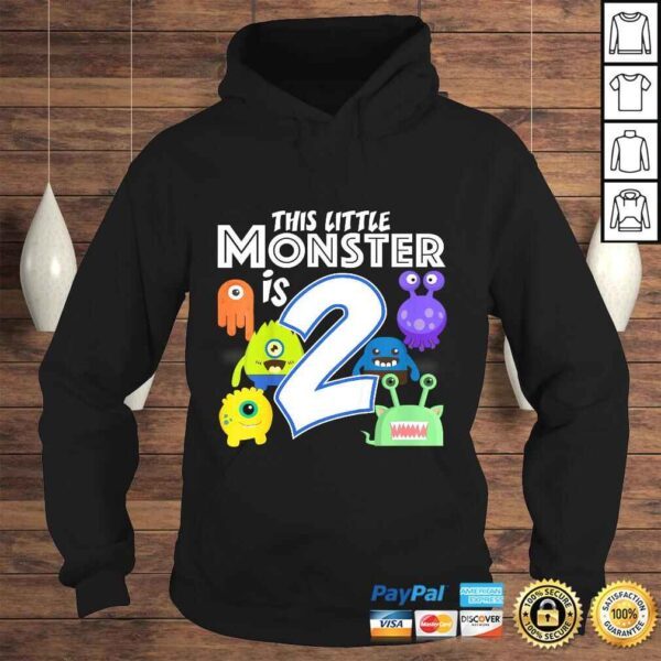 Kids 2 Year Old Monster Birthday Party Alien Monsters 2nd Shirt - Image 4