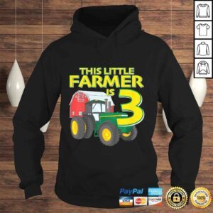 Hoodie Kids 3 Year Old Green Farm Tractor Birthday Party Farmer 3rd Tshirt