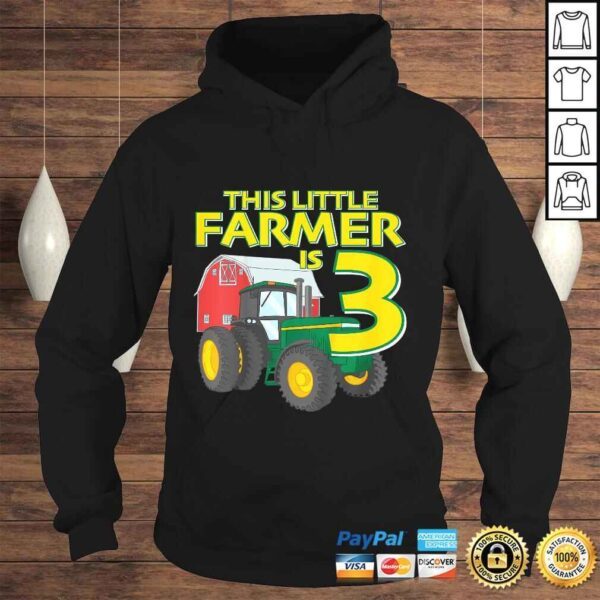 Kids 3 Year Old Green Farm Tractor Birthday Party Farmer 3rd T-shirt - Image 4