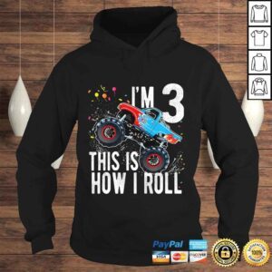 Hoodie Kids 3 Year Old Shirt 3rd Birthday Boy Monster Truck Car TShirt 1