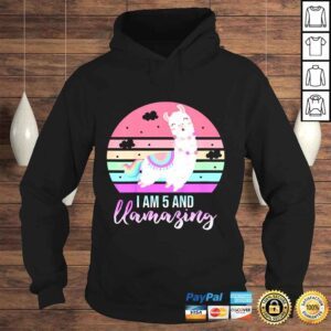 Hoodie Kids 5 Years Old 5th Birthday Llamazing Llama Shirt Gift