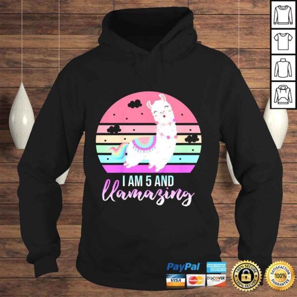 Kids 5 Years Old 5th Birthday Llamazing Llama Shirt Gift - Image 4