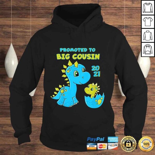 Kids Promoted to Big Cousin 2021 Shirt Boy Dinosaur TShirt - Image 4