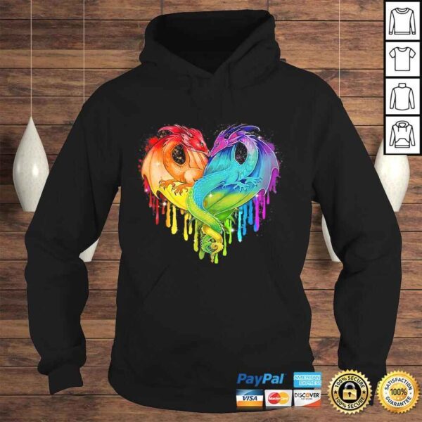 LGBT Dragon Heart Rainbow Heart Dragon LGBT pride Tee T-Shirt - Image 4