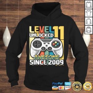 Hoodie Level 11 Unlocked Awesome 2009 Video Game 11th Birthday VNeck TShirt