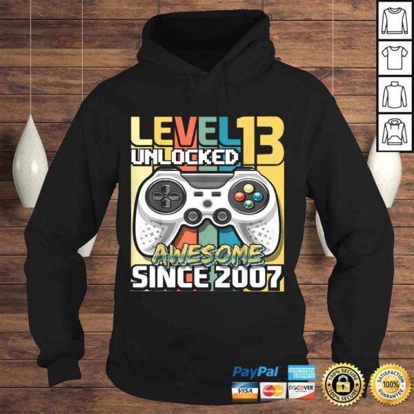 Level 13 Unlocked Awesome 2007 Video Game 13th Birthday Shirt - Image 4