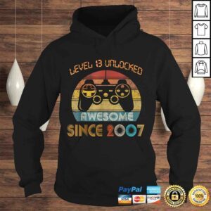 Hoodie Level 13 Unlocked Awesome Since 2007 13th Birthday Gamer Gift Top