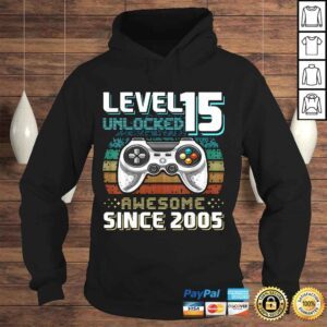 Hoodie Level 15 Unlocked Awesome 2005 Video Game 15th Birthday Gift Top