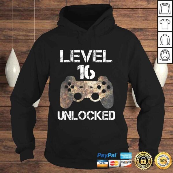 Level 16 Unlocked Boys 16th Birthday 16 Year Old Gamer Shirt - Image 4