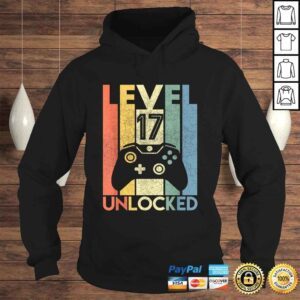 Hoodie Level 17 Unlocked Shirt Funny Video Gamer 17th Birthday Gift Top