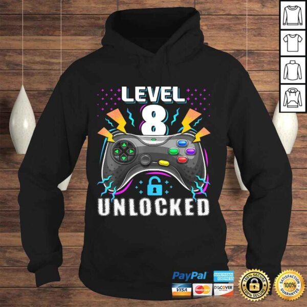 Level 8 Unlocked Video Game 8th Birthday Gamer Gift Boys Shirt - Image 4