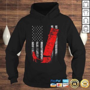 Hoodie Logging Flag Shirt Red Logger Felling a Tree on US Flag