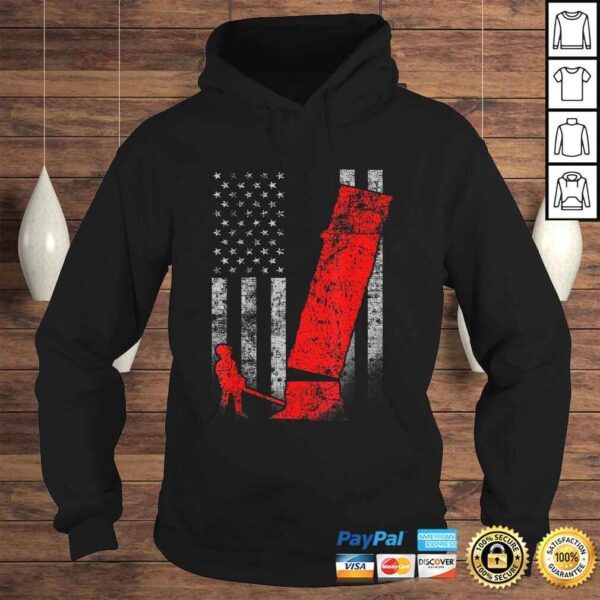 Logging Flag Shirt - Red Logger Felling a Tree on US Flag - Image 4