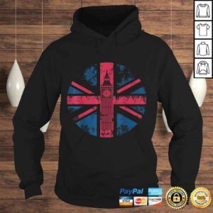 Hoodie London Big Ben Union Jack Vintage UK Flag British Shirt Gift