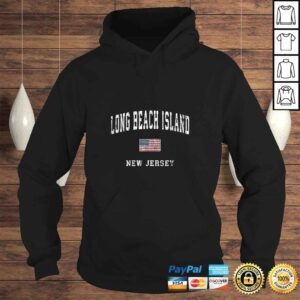 Hoodie Long Beach Island New Jersey NJ Vintage American Flag Sports VNeck TShirt