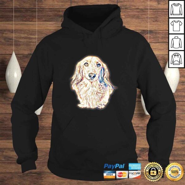 Long Hair Dachshund Gifts Cute Doxie Wiener Dog Lover V-Neck T-Shirt - Image 4