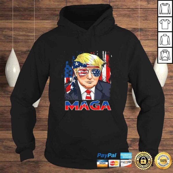 Maga Trump American Flag V-Neck T-Shirt - Image 4