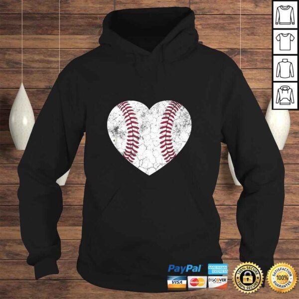 Mother's Day Gift Distressed Heart Baseball Heart Mom Mommy TShirt - Image 4