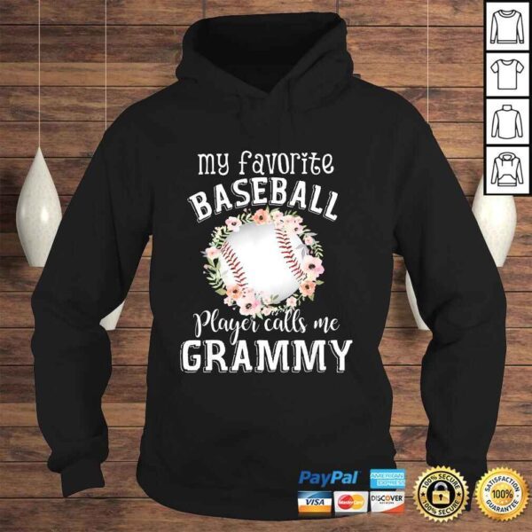 My Favorite Baseball Player Calls Me Grammy Flower TShirt - Image 4