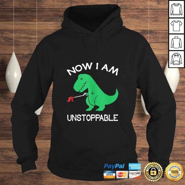 Now I'm Unstoppable - Funny T-Rex Dinosaur Gift V-Neck T-Shirt - Image 4