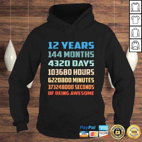 Official 12th Birthday Gift Shirt 12 Years Old Being Awesome TShirt Gift - Image 4