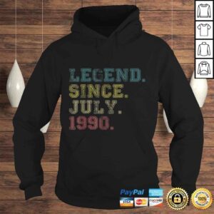 Hoodie Official 30th Birthday Vintage Legend Since July 1990 Gift 30 Yrs Old TShirt