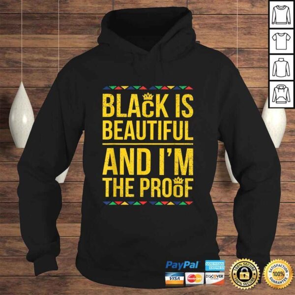 Official Black is Beautiful and Im the Proof Black History V-Neck T-Shirt - Image 4