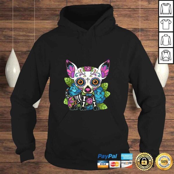 Official Chihuahua Sugar Skull Mexico Dog Calavera Dia De Los Muertos Tee Shirt - Image 4