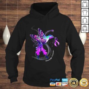 Hoodie Official Hummingbird Holding Purple Ribbon Fibromyalgia Awareness Shirt