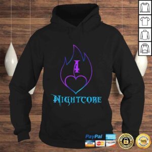 Hoodie Official I Love Nightcore Burning Heart Shirt